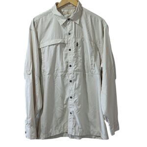Acend Cream Mesh Vented Hiking Outdoor Button Down Shirt LG